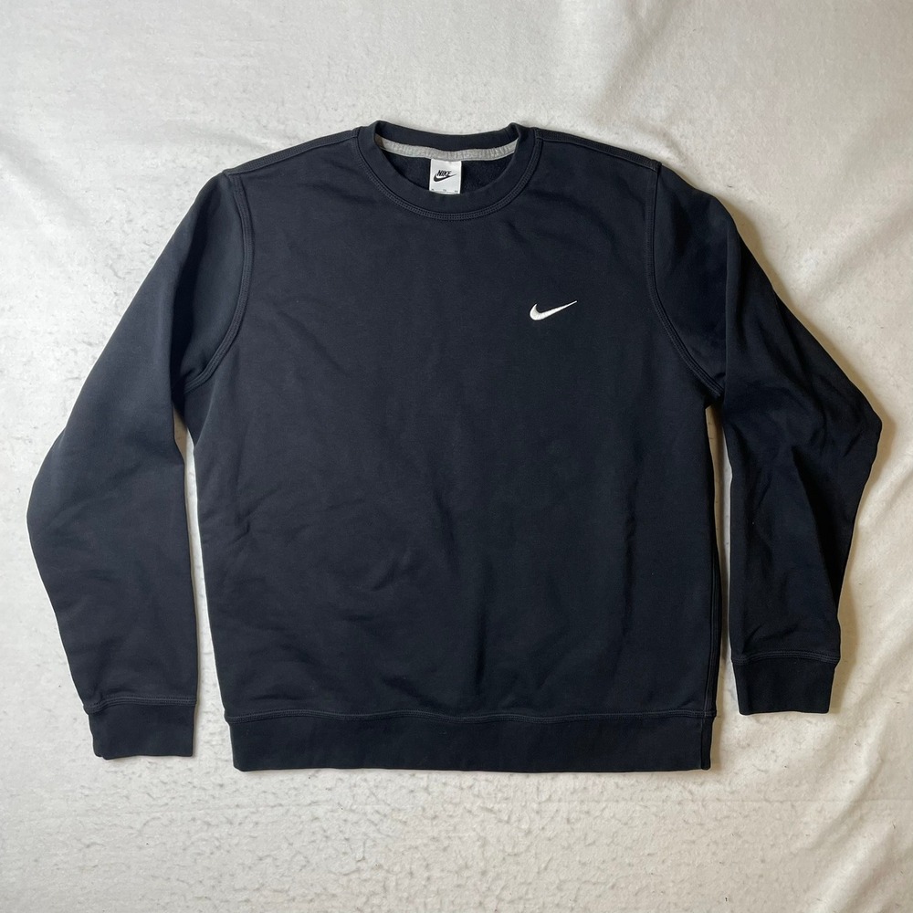 Nike Mens XL Black Crewneck Sweatshirt Fleece Pullover Swoosh 611467-010‎
